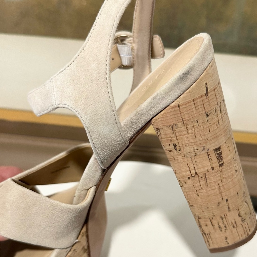 🌹VERONICA BEARD🌹 Lucille Cork Suede Platform Sandals Size: 9M - Picture 14 of 16